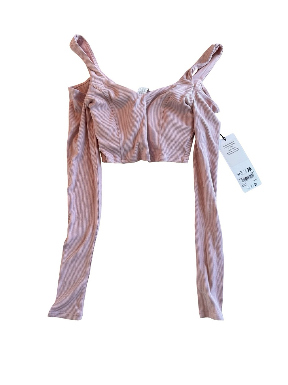 ALO Yoga Dusty Rose Ribbed Cropped Butterfly Long Sleeve Top Size XS NWT